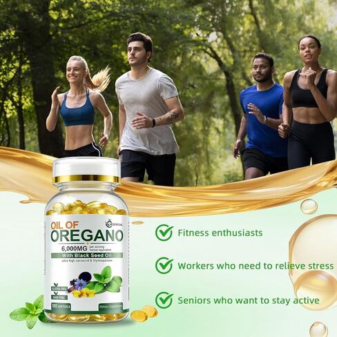 Oil of Oregano with Black Seed Oil, 180 Softgels | 2-in-1 Herbal Oregano Supplement with High Strength Carvacrol & Thymoquinone for Immune Support | Non-GMO, Plant Based in Saudi Arabia