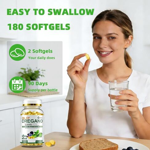 Oil of Oregano with Black Seed Oil, 180 Softgels | 2-in-1 Herbal Oregano Supplement with High Strength Carvacrol & Thymoquinone for Immune Support | Non-GMO, Plant Based in Saudi Arabia