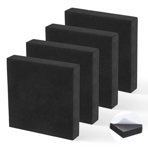 4Pcs Foam Padding Sheets with Adhesive Backing, Insulation-Foam, Closed Cell Foam Sheet Square Pad, High Density Foam-Pad for Furniture (Black, 4 x 4 x 0.75 Inch) in Saudi Arabia