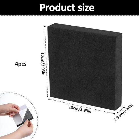 4Pcs Foam Padding Sheets with Adhesive Backing, Insulation-Foam, Closed Cell Foam Sheet Square Pad, High Density Foam-Pad for Furniture (Black, 4 x 4 x 0.75 Inch) in Saudi Arabia