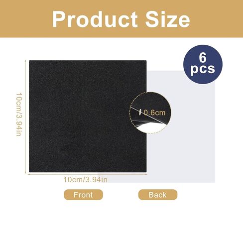 6 Pcs Adhesive Foam Padding, Closed Cell Foam 1/4" Thick Adhesive Rubber Pads 4" X 4" Anti-Slip Vibration Pads for Furniture, Cars, Speakers, DIY in Saudi Arabia
