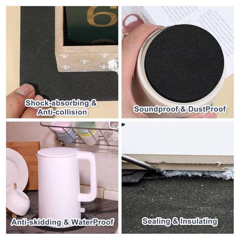 6 Pcs Adhesive Foam Padding, Closed Cell Foam 1/4" Thick Adhesive Rubber Pads 4" X 4" Anti-Slip Vibration Pads for Furniture, Cars, Speakers, DIY in Saudi Arabia