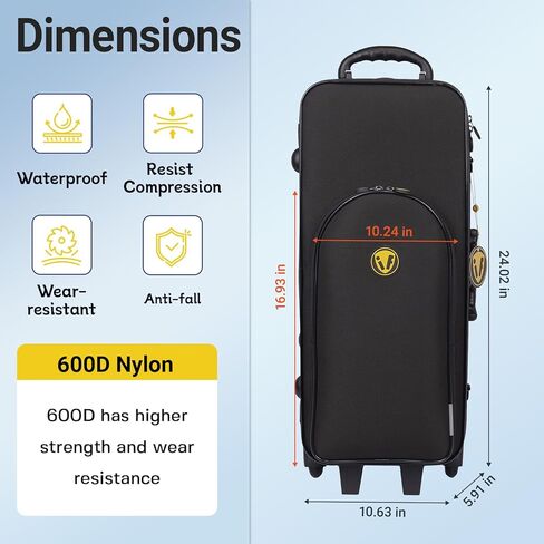 Sax Cases With Wheels, Lightweight Alto Sax Case for Eb Alto Saxophone, Rolling Alto Saxophone case, Backpack with Removable Straps; (IF-ROLLING-ALTOSAX) in Kuwait