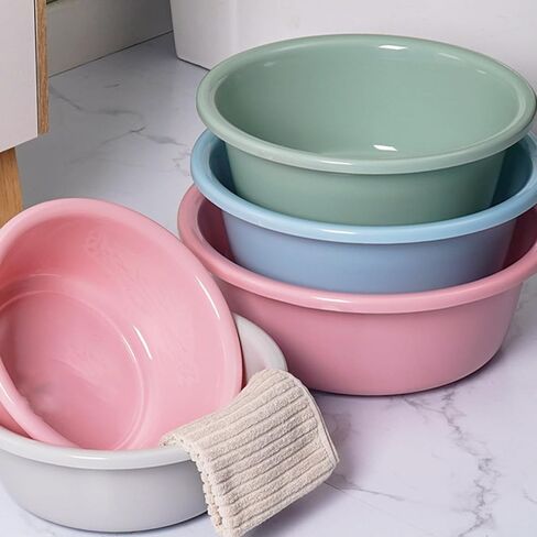 12 Inch Round Plastic Wash Basin,Lightweight Large Capacity Portable Wash Basin for Home Student Dormitory,Blue Dishpan Cleaning Basin Footbath Bucket Round Basin in Saudi Arabia