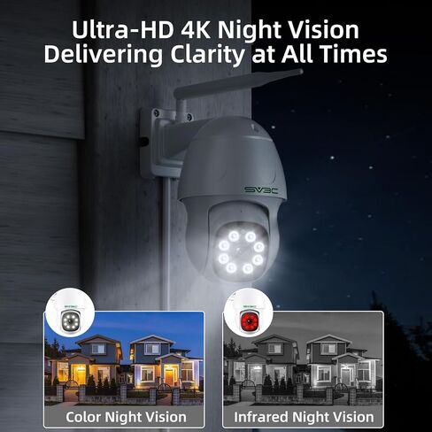 SV3C 4K POE Security Camera Outdoor 8MP POE IP Camera with Motion Detection 98ft HD Infrared Night Vision 2-Way Audio Metal Shell, Support RTSP, SD Card Record, FTP, PC, APP, Onvif Conformant (Wired) in Kuwait
