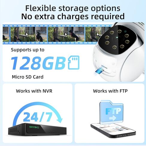 SV3C 4K POE Security Camera Outdoor 8MP POE IP Camera with Motion Detection 98ft HD Infrared Night Vision 2-Way Audio Metal Shell, Support RTSP, SD Card Record, FTP, PC, APP, Onvif Conformant (Wired) in Kuwait