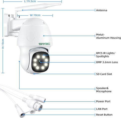 SV3C 4K POE Security Camera Outdoor 8MP POE IP Camera with Motion Detection 98ft HD Infrared Night Vision 2-Way Audio Metal Shell, Support RTSP, SD Card Record, FTP, PC, APP, Onvif Conformant (Wired) in Kuwait