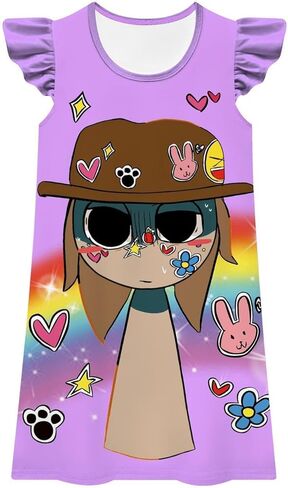 Little Girls Sprunki Push Dress Little Kids Music Adventure Cartoon Printed Costume in Saudi Arabia