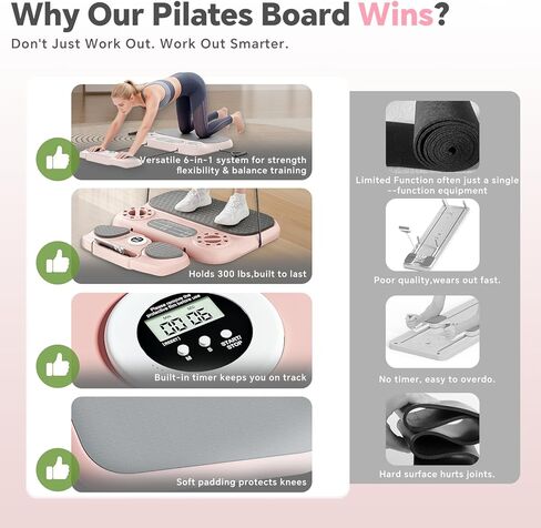 SHIJING Pilates Reformer Board，6-in-1 Foldable Pilates Equipment for Home Workout with Timber，Core& Full Body Training for Women in Saudi Arabia