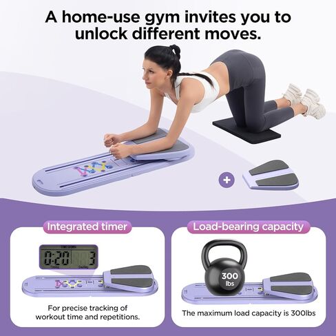 Pilates Board, Portable Pilates Reformer Equipment with Timer, 7-in-1 Foldable Pilates Machine for Home Workout, Multi-Purpose Pilates Equipment at Home, Office in Saudi Arabia