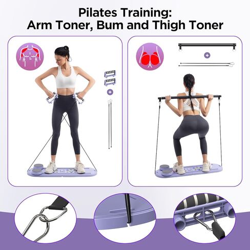 Pilates Board, Portable Pilates Reformer Equipment with Timer, 7-in-1 Foldable Pilates Machine for Home Workout, Multi-Purpose Pilates Equipment at Home, Office in Saudi Arabia