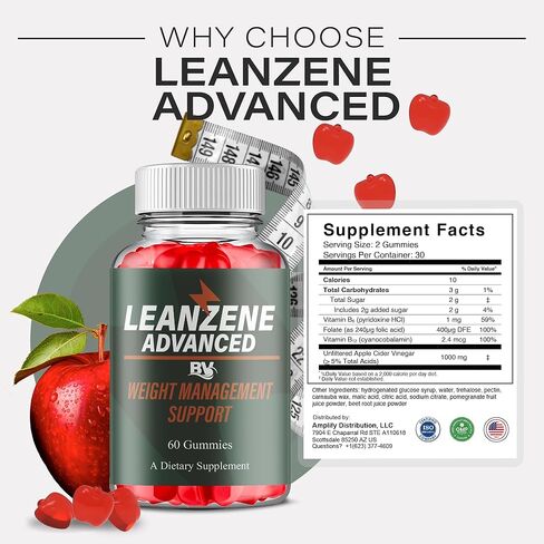 BLUE VIBE LeanZene Advanced Keto ACV Gummies, Lean Zene Advanced Natural Keto Wellness Support Formula Gummies, LeanZene Keto ACV & Overall Health Support Supplement (3 Pack - 180 Gummies) in Kuwait