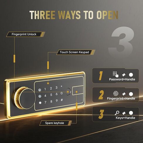 KAER 10-12 Gun Safe for Home Rifle and Pistols Biometric Gun Safes & Cabinets Clearance Gun Cabinet for Rifles and Shotguns Gun Safe for Handgun with Digital Keypad Adjustable Shelves Unassembled in Kuwait