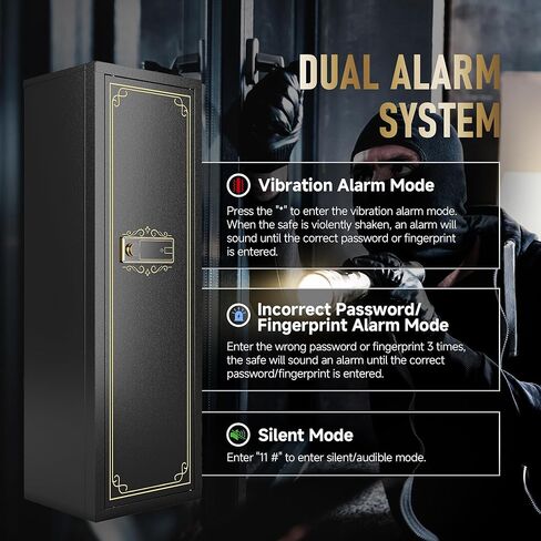 KAER 10-12 Gun Safe for Home Rifle and Pistols Biometric Gun Safes & Cabinets Clearance Gun Cabinet for Rifles and Shotguns Gun Safe for Handgun with Digital Keypad Adjustable Shelves Unassembled in Kuwait