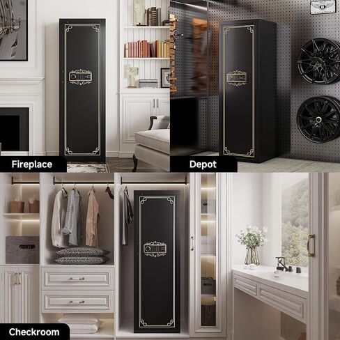 KAER 10-12 Gun Safe for Home Rifle and Pistols Biometric Gun Safes & Cabinets Clearance Gun Cabinet for Rifles and Shotguns Gun Safe for Handgun with Digital Keypad Adjustable Shelves Unassembled in Kuwait