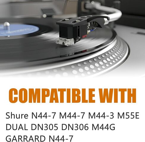 Diamond Needle Stylus Replacement for SHURE M44-7 N44-7 M44-3 M55E, DUAL DN305 DN306 M44G, GARRARD N44-7 Cartridge Turntable Phonograph Vinyl Record Player Accessories (WHITE) in Kuwait