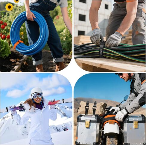 4 Pack Lashing Straps with Buckles,Adjustable Utility Tension Straps,Simple Tie-Downs Straps for Securing Bike Moto Luggage,Garden Hoses,Skis,Wires and Cables,Orange,14" in Saudi Arabia