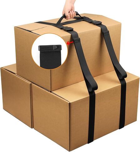 حزام حمل صندوقي مقاس 137.8 بوصة بمقبض، أشرطة طويلة للغاية قابلة للتعديل على شكل حرف H مع مشبك منظم للحزام، حزام محمول مصمم لرفع الصناديق الكبيرة بأمان، سهل تحريك الأمتعة in Kuwait