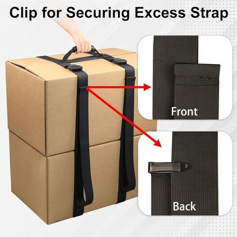 حزام حمل صندوقي مقاس 137.8 بوصة بمقبض، أشرطة طويلة للغاية قابلة للتعديل على شكل حرف H مع مشبك منظم للحزام، حزام محمول مصمم لرفع الصناديق الكبيرة بأمان، سهل تحريك الأمتعة in Kuwait