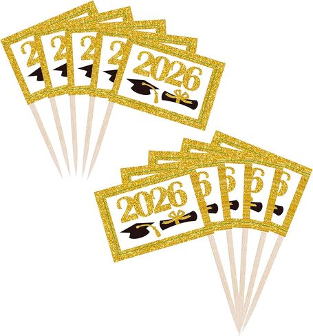 Zxvzyt 2025 التخرج كب كيك أعلى القبعات الصغيرة الصغيرة 2025 CAP CAP TUNDEPICK FLAGS - DIPLOMA GRAD GROAT Party Cake Cocktail Decoration (Blue 100 PCS) in Kuwait