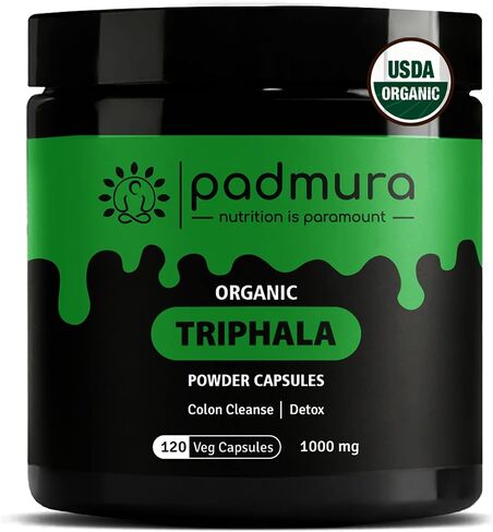 Organic Triphala Powder Capsules 1000mg | USDA Organic Certified | Non GMO | Gluten Free | Vegan - 120 Veg Capsules in Saudi Arabia
