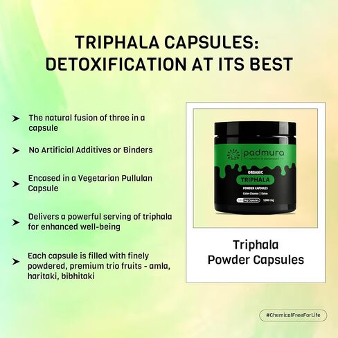 Organic Triphala Powder Capsules 1000mg | USDA Organic Certified | Non GMO | Gluten Free | Vegan - 120 Veg Capsules in Saudi Arabia