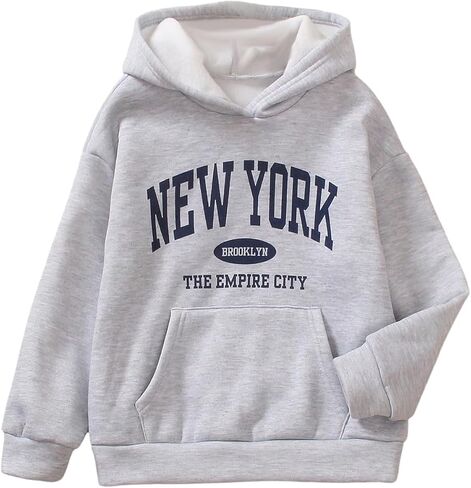 Girl's New York Graphic Cute Hoodie Sweatshirts Long Sleeve Casual Preppy Pullover Tops in Saudi Arabia