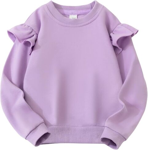 سويت شيرت قطن للأطفال من عمر 2 إلى 6 سنوات بلون سادة وأكمام طويلة ورقبة دائرية للأطفال الصغار من الأولاد والبنات in Kuwait