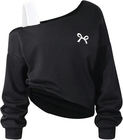 SOLY HUX Girl's Cold Shoulder Sweatshirts Bow Graphic Long Sleeve Shirts Pullover Fall Clothes in Saudi Arabia