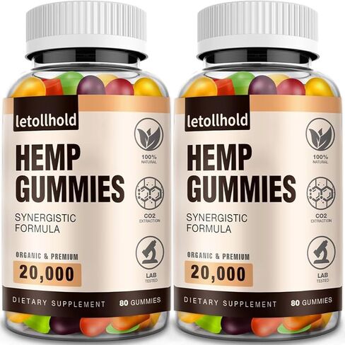 Hemp Gummies for Sleep, Pain, Anxiety- High Potency Advanced Extra Strength with Pure Natural Hemp Oil, Best Hеmp Gummies for Adults - Low Sugar (2 Pack) in Kuwait