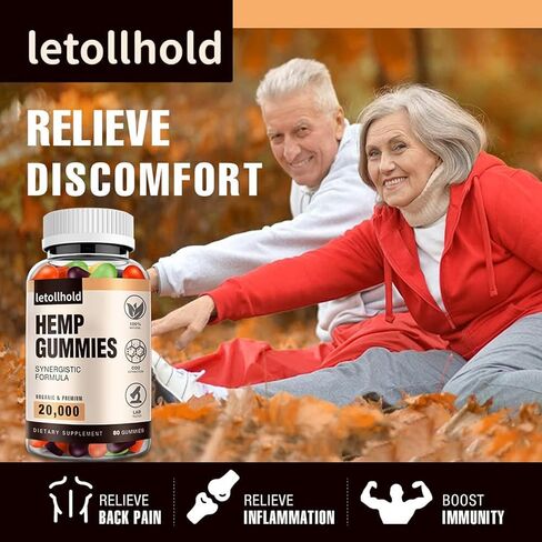 Hemp Gummies for Sleep, Pain, Anxiety- High Potency Advanced Extra Strength with Pure Natural Hemp Oil, Best Hеmp Gummies for Adults - Low Sugar (2 Pack) in Kuwait