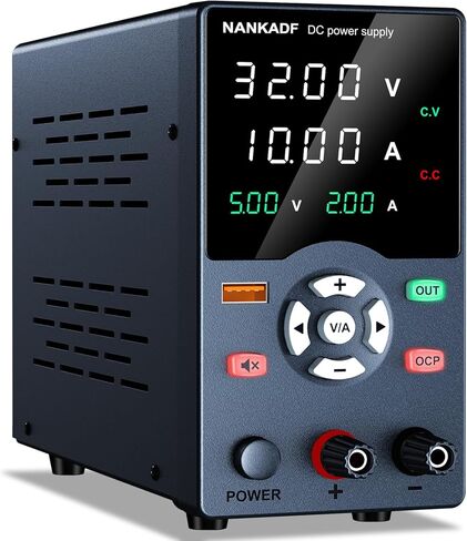 DC Power Supply, 30V 10A Variable Power Supply with Output Button, USB Fast Charging Port/USB Output Current Display, Bench Power Supply with OCP Short Circuit Alarm, Mute Mode in Kuwait
