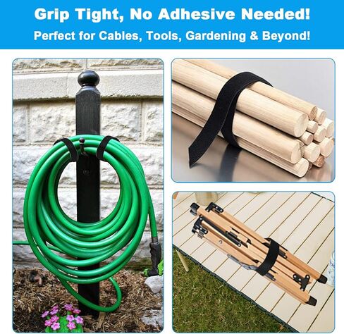 لفة خطافية وحلقة بطول 52.5 قدم × 1/2 بوصة - أشرطة إمساك ذاتية مزدوجة الجوانب، شريط خالٍ من المواد اللاصقة لإدارة الكابلات، أدوات تثبيت قابلة لإعادة الاستخدام للمنزل والمكتب والمشروعات اليدوية in Kuwait