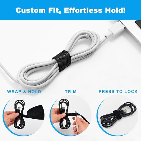 لفة خطافية وحلقة بطول 52.5 قدم × 1/2 بوصة - أشرطة إمساك ذاتية مزدوجة الجوانب، شريط خالٍ من المواد اللاصقة لإدارة الكابلات، أدوات تثبيت قابلة لإعادة الاستخدام للمنزل والمكتب والمشروعات اليدوية in Kuwait