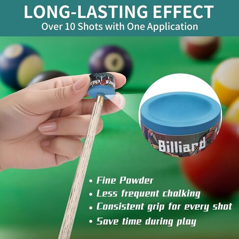 Pool Cue Chalk 2 Pack, Premium Round Pool Stick Chalk Billiard Table Accessories for Professional Tournament, Clubs, Bars, Home (Outstanding Performance, Reduce Miscue, Durable)- Blue in Kuwait