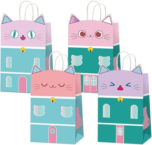 24pcs Cat House Bage Home for Cat Party Candy Snack Goodie Pags Supplies Hitten Gift for Kids Hitten Toy تحت عنوان عيد ميلاد الأطفال زخارف حفلة للحيوانات الأليفة in Saudi Arabia