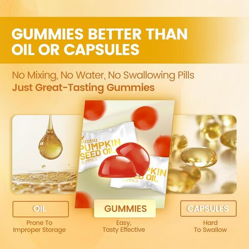Organic Pumpkin Seed Oil Gummies,Cold Pressed Pumpkin Seed Oil with Saw Palmetto Gummies,for Prostate Health,BPH Support,Hair & Bladder Control - Non-GMO,Sugar-Free in Kuwait