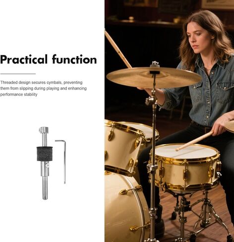 ibasenice Threaded Straight Cymbal Stacker Drum Mount with Adjustable Clamp Arm, Compact Percussion Accessory for Electronic and Acoustic Drum Sets in Saudi Arabia