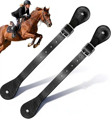 2-Pack Genuine Leather Spur Straps - Adjustable Quick-Release for Western English Horse Riding, Equestrian Boot Accessories for Men & Women in Saudi Arabia