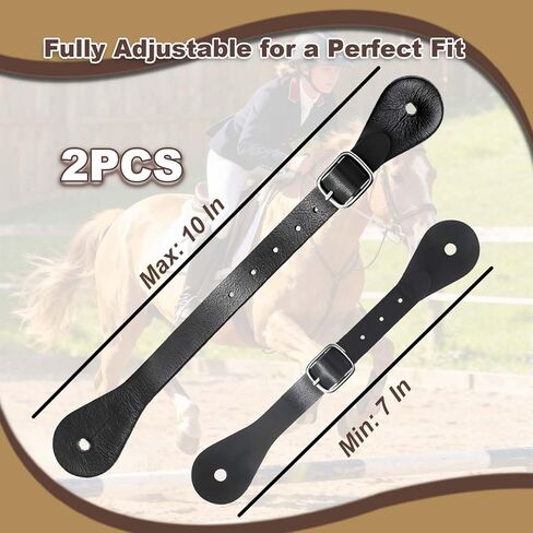 2-Pack Genuine Leather Spur Straps - Adjustable Quick-Release for Western English Horse Riding, Equestrian Boot Accessories for Men & Women in Saudi Arabia