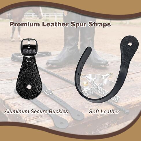 2-Pack Genuine Leather Spur Straps - Adjustable Quick-Release for Western English Horse Riding, Equestrian Boot Accessories for Men & Women in Saudi Arabia