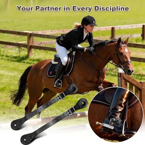 2-Pack Genuine Leather Spur Straps - Adjustable Quick-Release for Western English Horse Riding, Equestrian Boot Accessories for Men & Women in Saudi Arabia