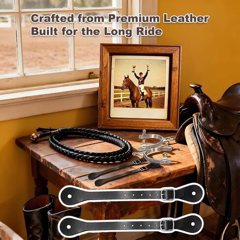 2-Pack Genuine Leather Spur Straps - Adjustable Quick-Release for Western English Horse Riding, Equestrian Boot Accessories for Men & Women in Saudi Arabia