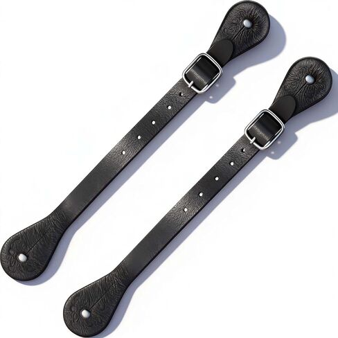 2-Pack Genuine Leather Spur Straps - Adjustable Quick-Release for Western English Horse Riding, Equestrian Boot Accessories for Men & Women in Saudi Arabia