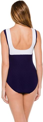 Women's Textured Over The Shoulder One Piece Swimsuit Navy M in Saudi Arabia