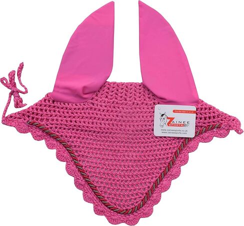 Horse Ear Bonnet for Horses – Breathable Crochet Riding Bonnet with Stretch Lycra Ears, 29 Colors to Match Your Tack, Pony Cob Full X-Full Equestrian Zainee Sports (Pink, Horse/Full) in Saudi Arabia