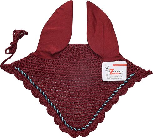Horse Ear Bonnet for Horses – Breathable Crochet Riding Bonnet with Stretch Lycra Ears, 29 Colors to Match Your Tack, Pony Cob Full X-Full Equestrian Zainee Sports (Pink, Horse/Full) in Saudi Arabia