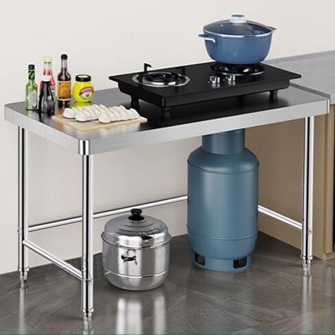 30in Stainless Steel Kitchen Work Table - Commercial Food Prep & Lab Workstation, Metal Island Desk with Storage, 39.4x31.5in for Kitchen/Garage Use in Saudi Arabia