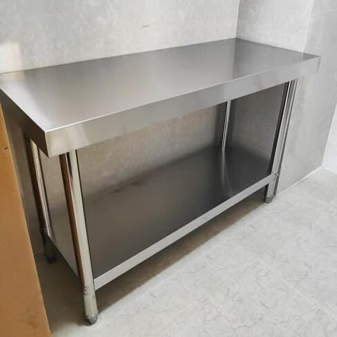30in Stainless Steel Kitchen Work Table - Commercial Food Prep & Lab Workstation, Metal Island Desk with Storage, 39.4x31.5in for Kitchen/Garage Use in Saudi Arabia