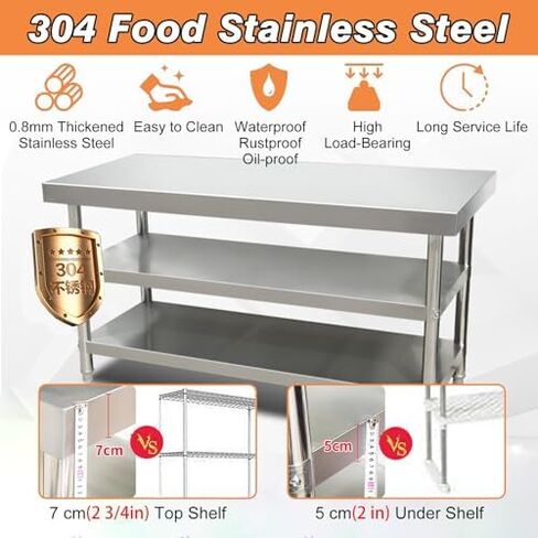 30in Stainless Steel Kitchen Work Table - Commercial Food Prep & Lab Workstation, Metal Island Desk with Storage, 39.4x31.5in for Kitchen/Garage Use in Saudi Arabia